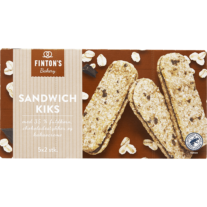Fuldkornskiks m. chokoladestykker og kakaocreme