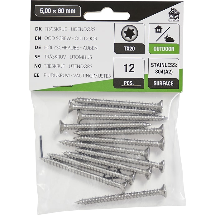 HomeFixer udendørs skruer 5x60 mm 12 stk