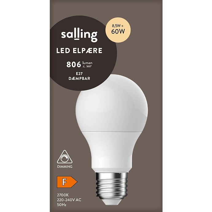 Salling LED kronepære 8,5W - dæmpbar
