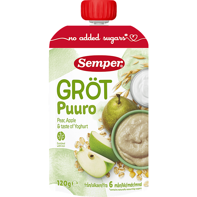 Frugtmos m. yoghurt, æble og pære fra 6 mdr.