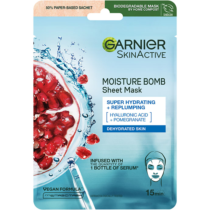 Ansigtsmaske m. granatæble, hyaluronsyre og serum