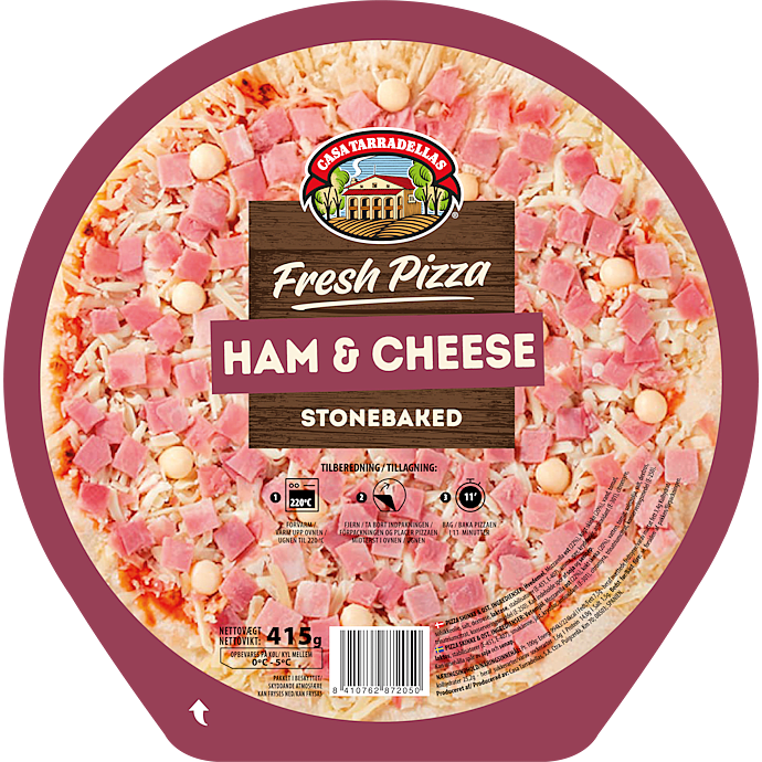 Pizza m. skinke og ost