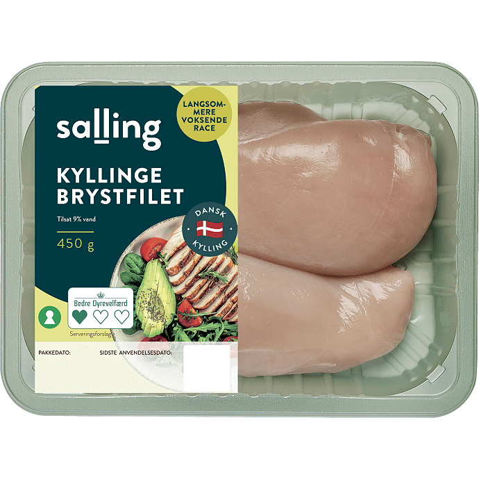 Kyllingebrystfilet tilsat 9% vand