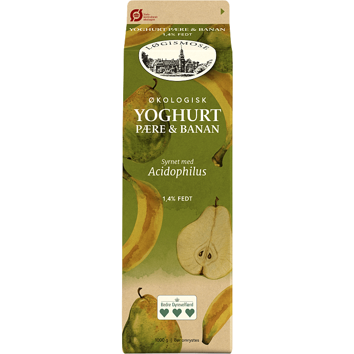 Yoghurt m. pære og banan 1,4% fedt