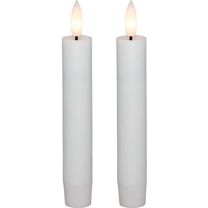 LED lys Real flame korte stagelys H: 15 cm 2-pak - hvid