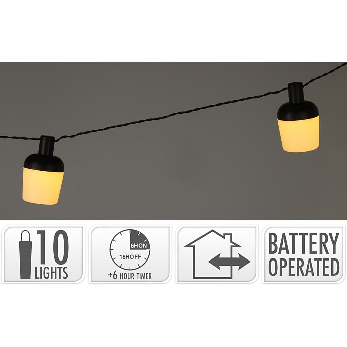Lyskæde 10 LED  5x8 cm - varm hvid