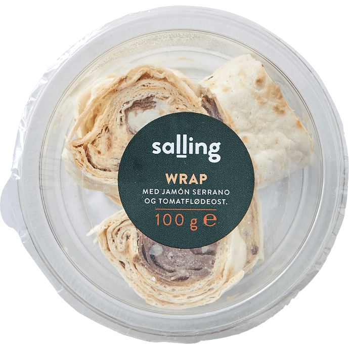 Wrap m. serranoskinke og tomatflødeost