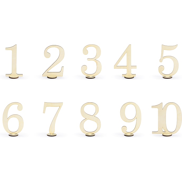 Træ bordnumre 10,5 cm 10-pak