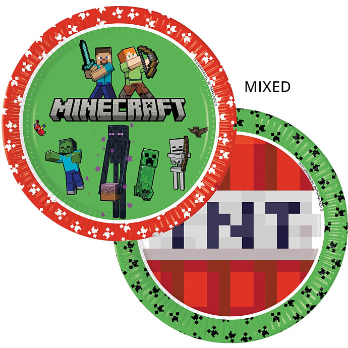 Minecraft paptallerkener Ø: 23 cm 8-pak