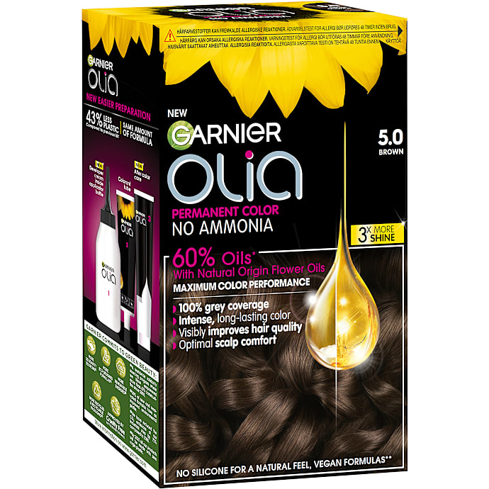 Permanent hårfarve 5.0 Brown m. blomsterolie u. ammoniak