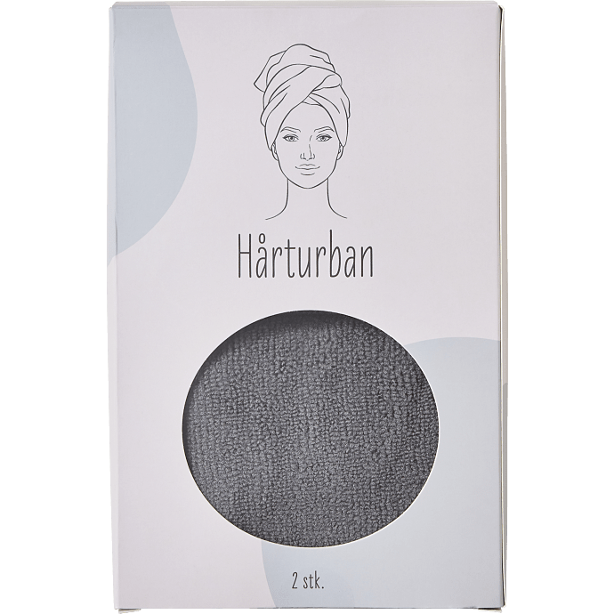 Håndklæde turban 2-pak - grå