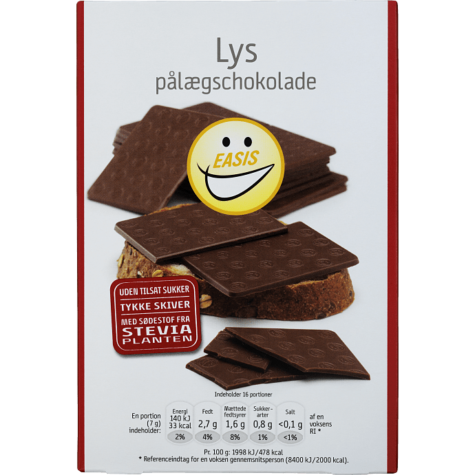 Lys pålægschokolade 40% kakao u. tilsat sukker