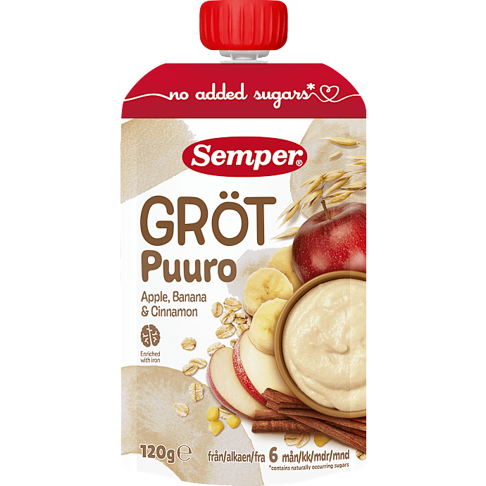 Grødsmoothie m. æble og kanel fra 6 mdr.