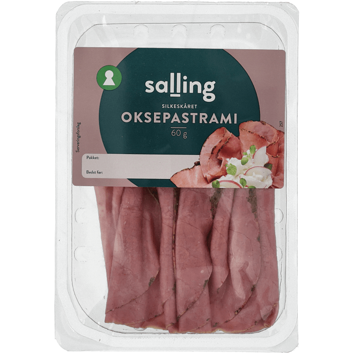 Oksepastrami i skiver