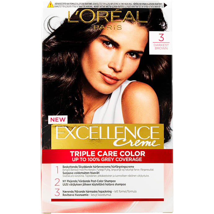 Triple Care Color permanent hårfarve 3 Darkest Brown