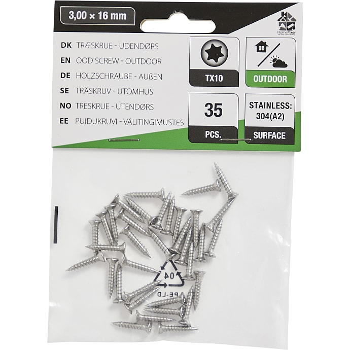 HomeFixer udendørs skruer 3x16 mm 35 stk
