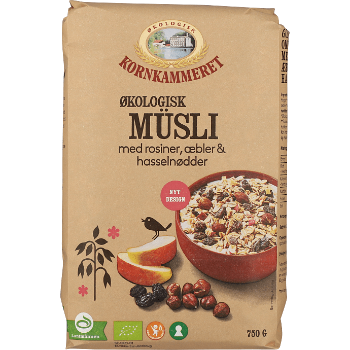 Müsli m. rosiner, æbler og hasselnødder øko