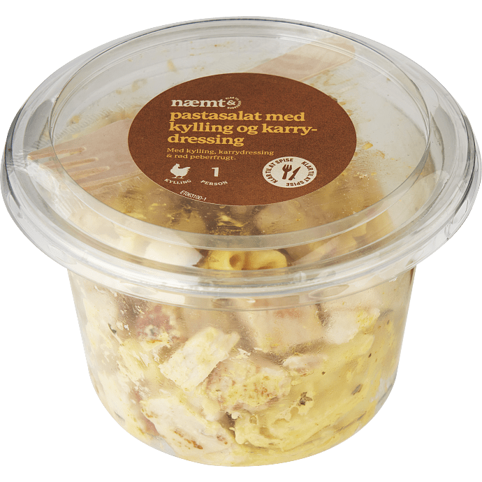 Måltidssalat m. pasta, kylling og karry