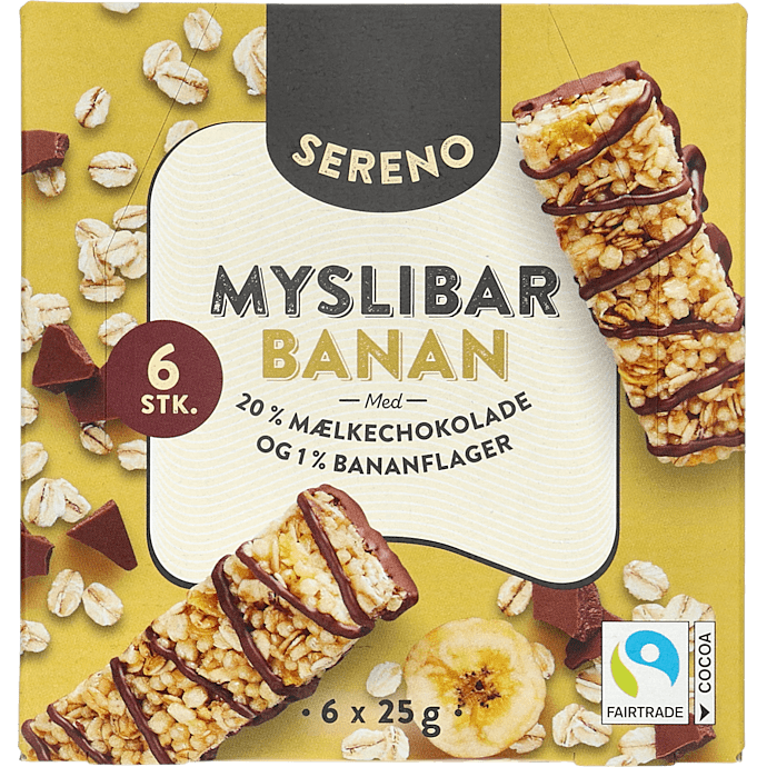 Müslibarer m. chokolade og banan