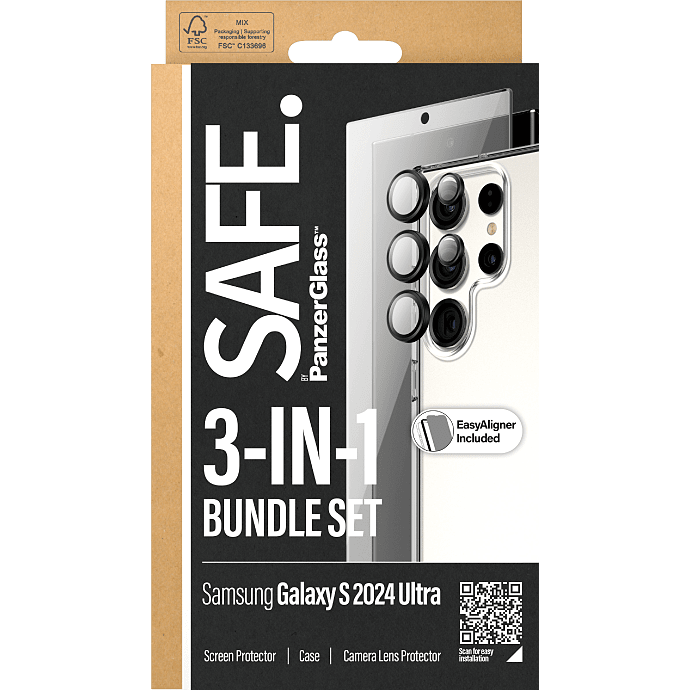 PanzerGlass SAFE 3-i-1 beskyttelsessæt Samsung Galaxy S24 Ultra
