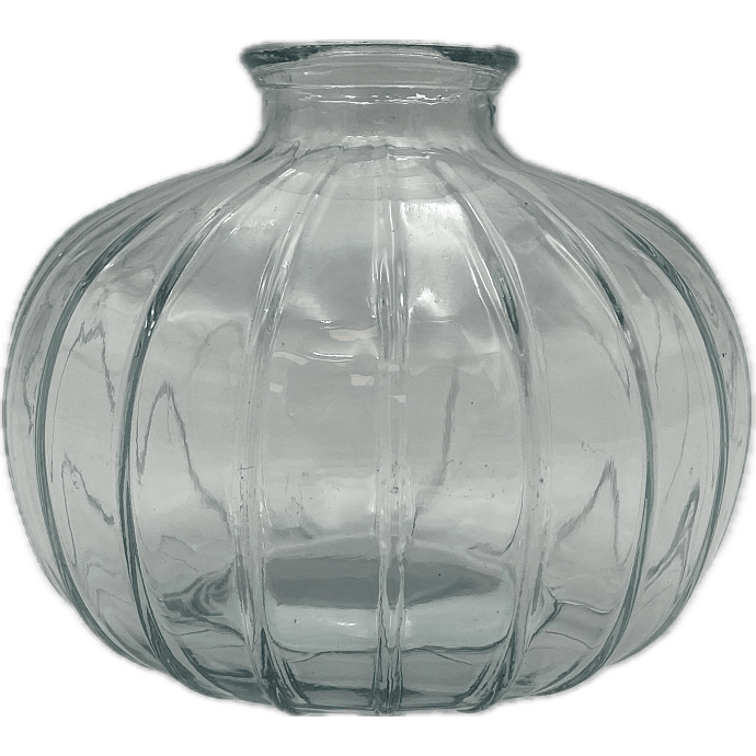 Vase med riller 10,5 x 8,5 cm - klar