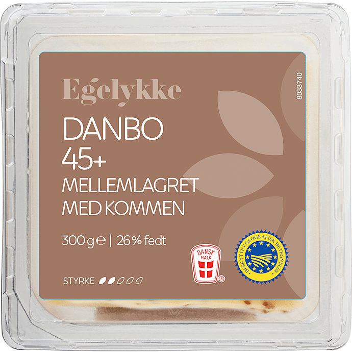 Mellemlagret ost i skiver m. kommen 45+