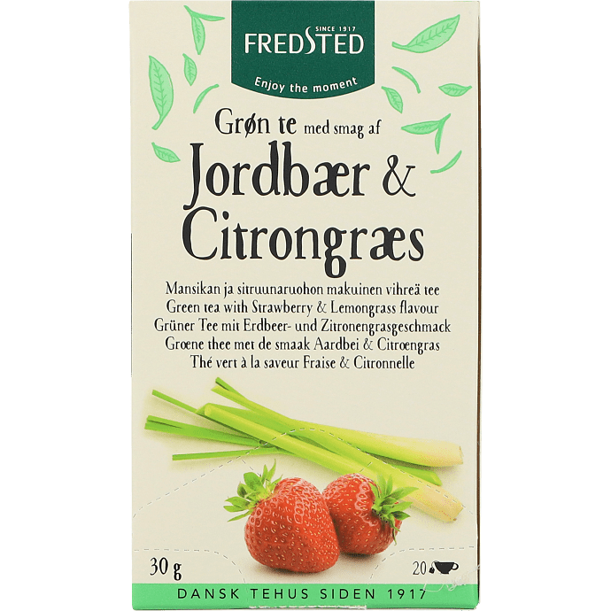 Grøn te m. jordbær og citrongræs