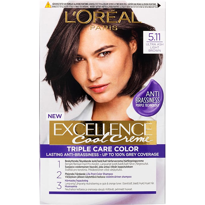 Triple Care Color permanent hårfarve 5.11 Ultra Ash Light Brown