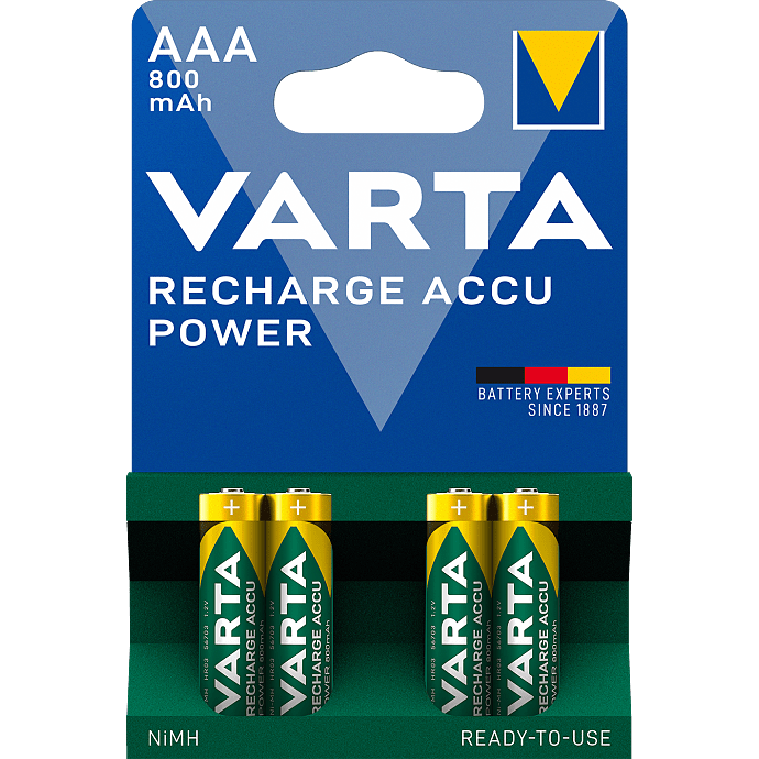 Varta Recharge Accu 4-pak AAA 800mAh genopladelige batterier