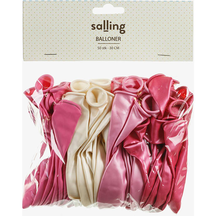 Salling latexballoner Ø: 30 cm 50-pak - rosa/hvid