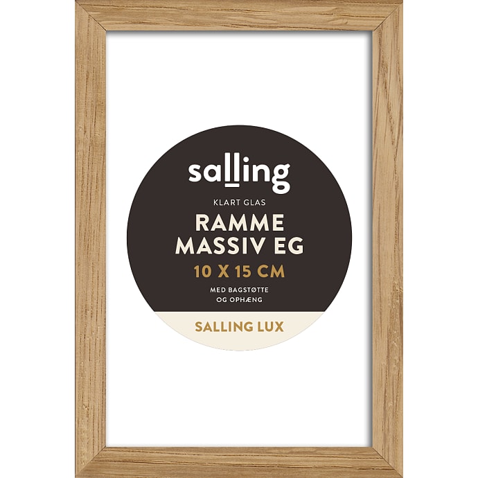 Ramme i massiv eg m. glas - 10x15 cm