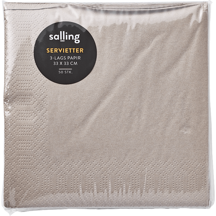 Salling ensfarvede servietter 33x33 cm 50-pak - sand