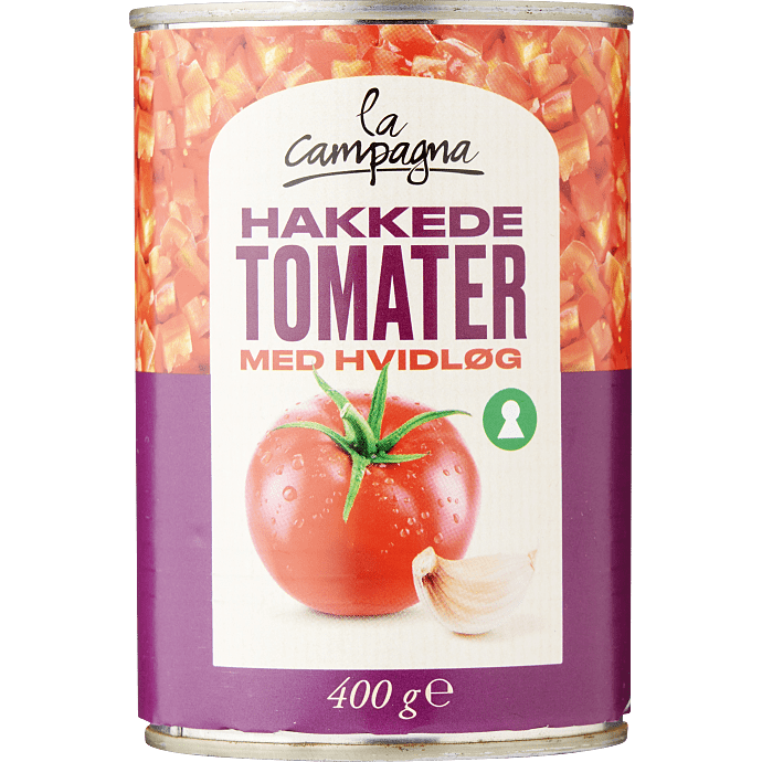 Hakkede tomater m. hvidløg