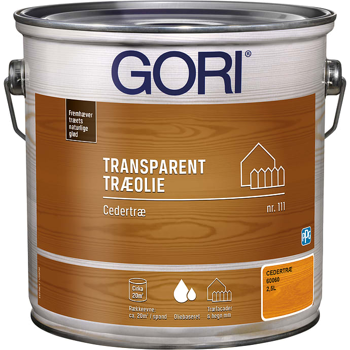 Gori 111 transparent træolie cedertræ 2,5 liter