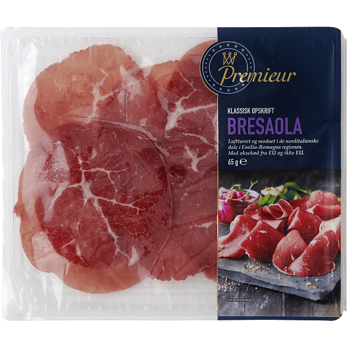 Lufttørret italiensk bresaola i skiver