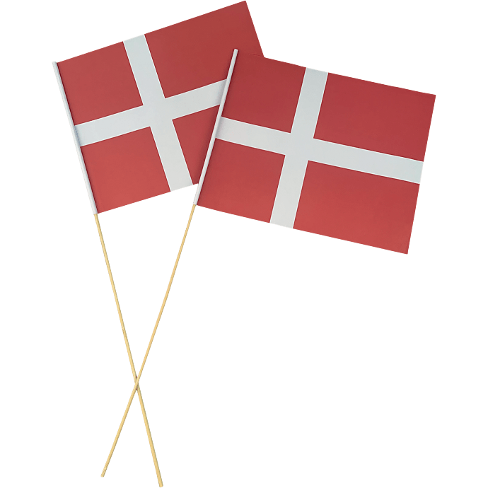 Salling A4 papirsflag med træpind H:50 cm 8-pak - Dannebrog