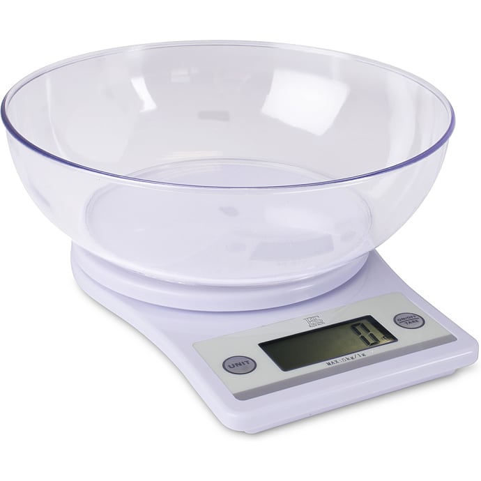 Digital køkkenvægt 5 kg, hvid plast