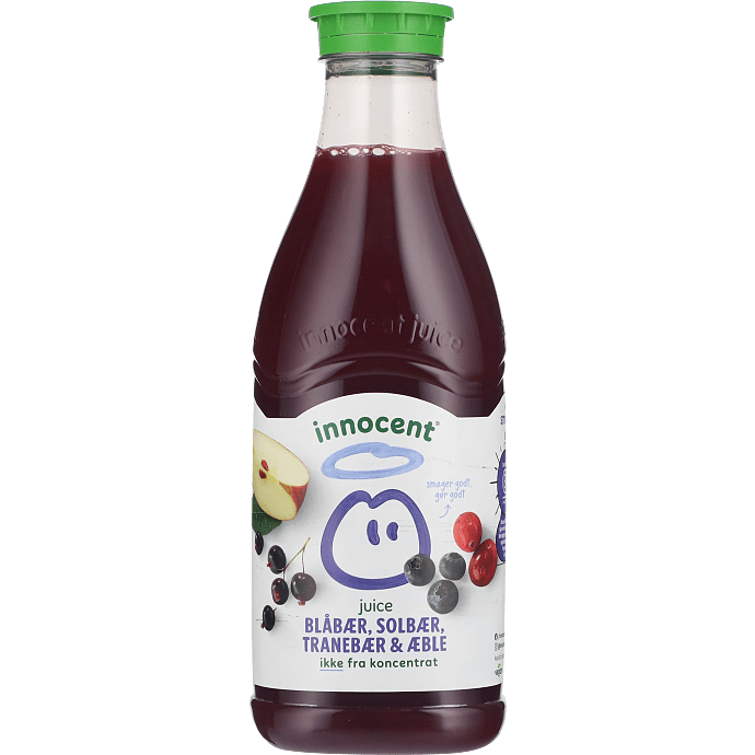 Juice m. blåbær, solbær, tranebær og æble