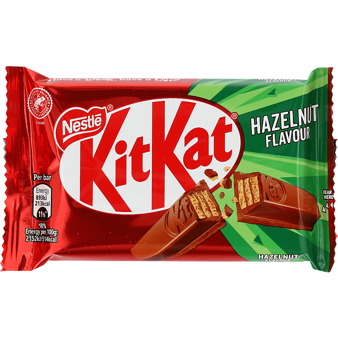 Chokoladebar m. vaffel, mælkechokolade og hasselnød