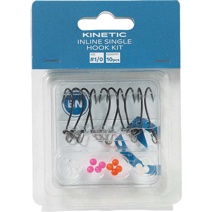 Kinetic inline single hook kit 1/0 10 ps