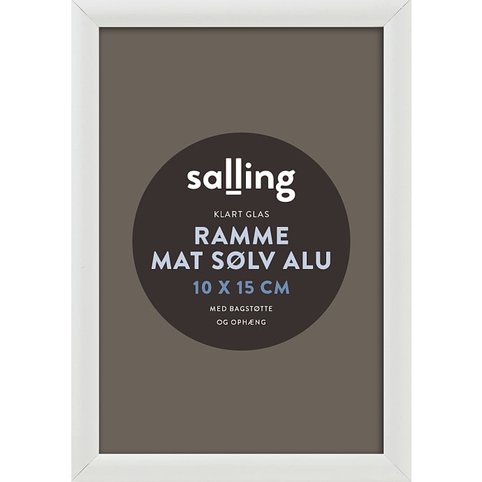Mat sølv ramme m. glas - 10x15 cm