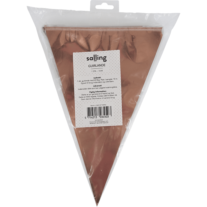 Salling guirlande med vimpel L:10 meter - Rosegold