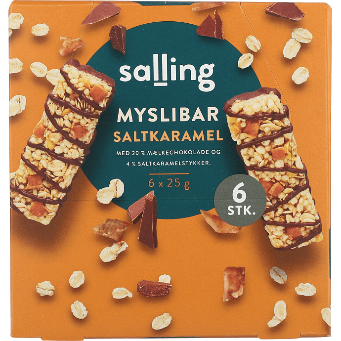 Müslibar m. mælkechokolade og saltkaramel