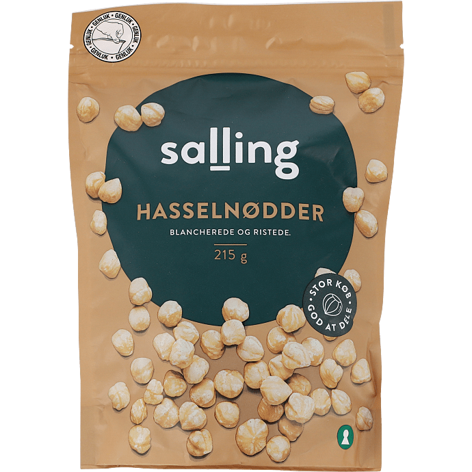 Blancherede og ristede hasselnødder