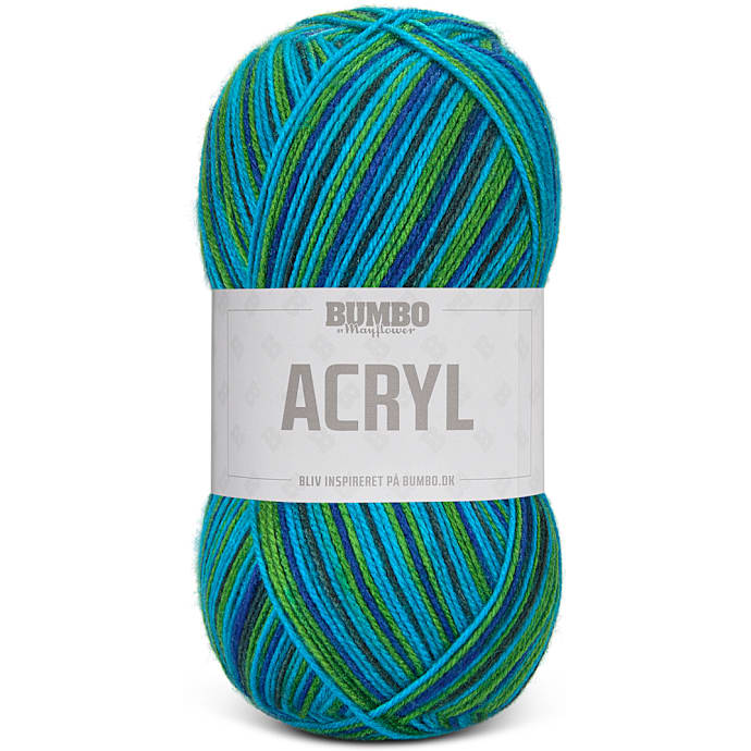 BUMBO Akrylgarn print - Grå Blå Grøn 106