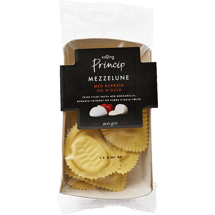 Mezzelune m. n'duja og mozzarella