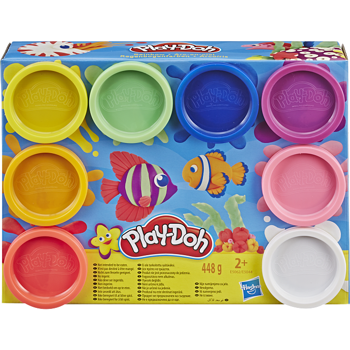 Sæt med 8 bøtter Play-Doh-modellervoks i regnbuefarver
