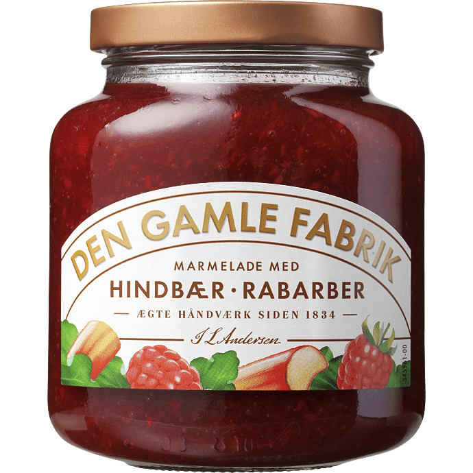 Hindbær- og rabarbermarmelade