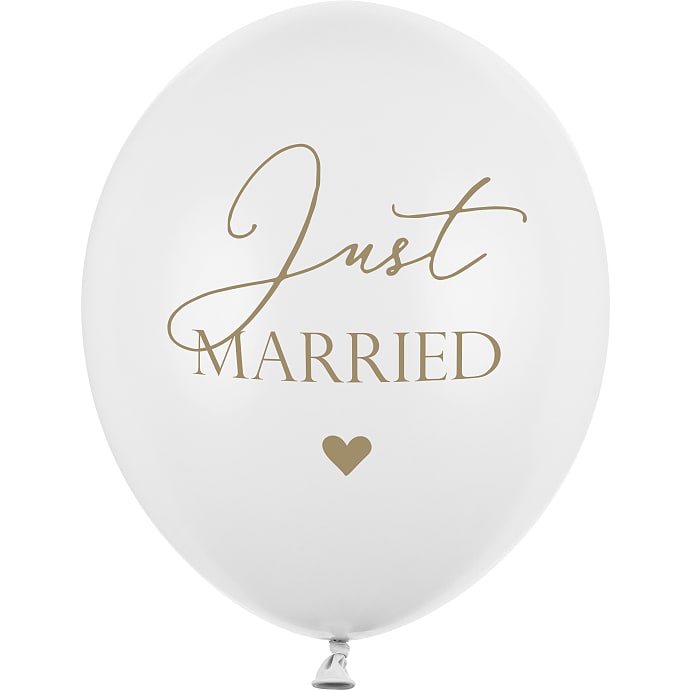 Balloner "Just Married" Ø:30 cm 6-pak