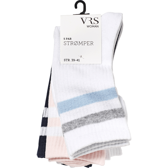 VRS dame 5-pak tennisstrømper str. 35/38 - multifarvet